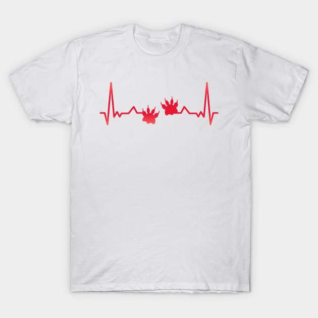 Dog Paw Heartbeat Canine and Doggo Xmas Gift T-Shirt by qwertydesigns